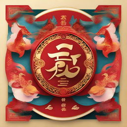 An extravagant greeting card design for the 2024 'Gong Xi Fa Cai' celebrations. The card features ornate Chinese calligraphy, traditional symbols, and vivid auspicious colors enhancing its festive spirit.