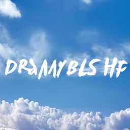 A stunning cerulean sky scattered with fluffy clouds. Birds soar gracefully underneath, captured mid-flight. The phrase 'DREAMY BEATS' is written boldly across the scene.