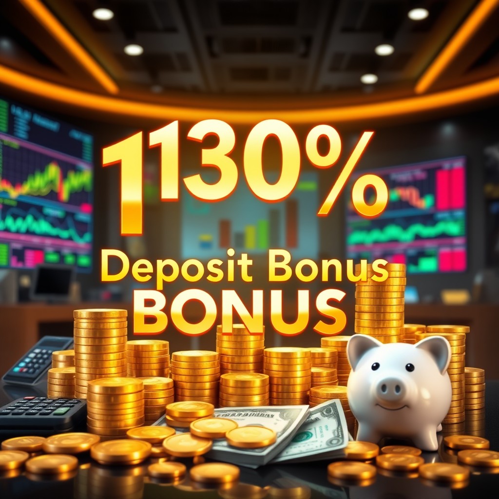 A visually striking image that represents a 130% deposit bonus in a financial context