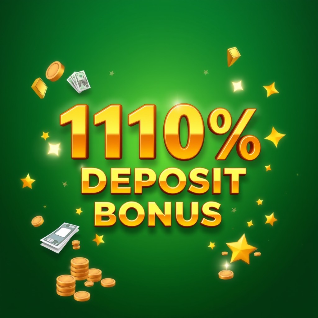 An engaging and visually attractive advertisement highlighting a '110% Deposit Bonus' offer