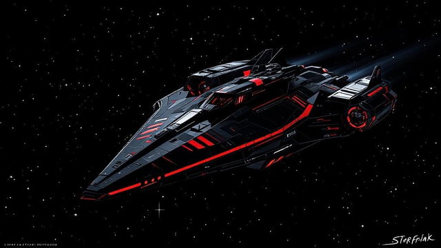 A Space Attack Frigate that seamlessly blends the design elements of the Ghost from Star Wars and the USS Defiant from Star Trek