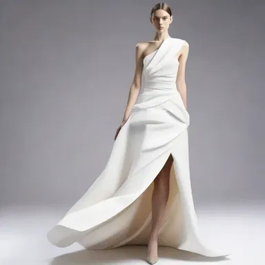 The designer created a pliant fabric that could be shaped into any desired form for the dress.