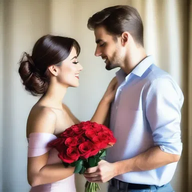 He presented her with a bouquet of pliant roses, bending to her every whim.