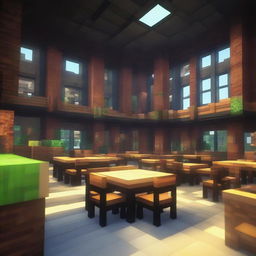 A detailed view of ELC school rendered artistically inside a Minecraft game environment.