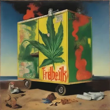 The artist used a reefer as a recurring motif in their paintings, symbolizing rebellion and counterculture.