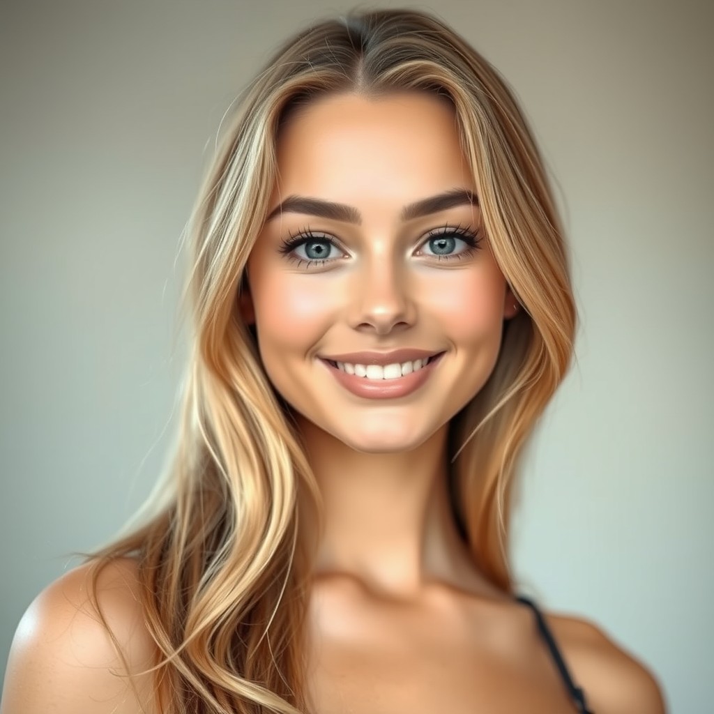 A 21-year-old woman with a stunningly beautiful face, adorned with striking features like bright eyes, flawless skin, and a radiant smile