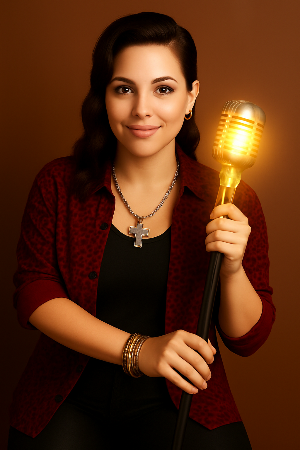A version of this exact picture but change the cross to silver and give the microphone a glow.