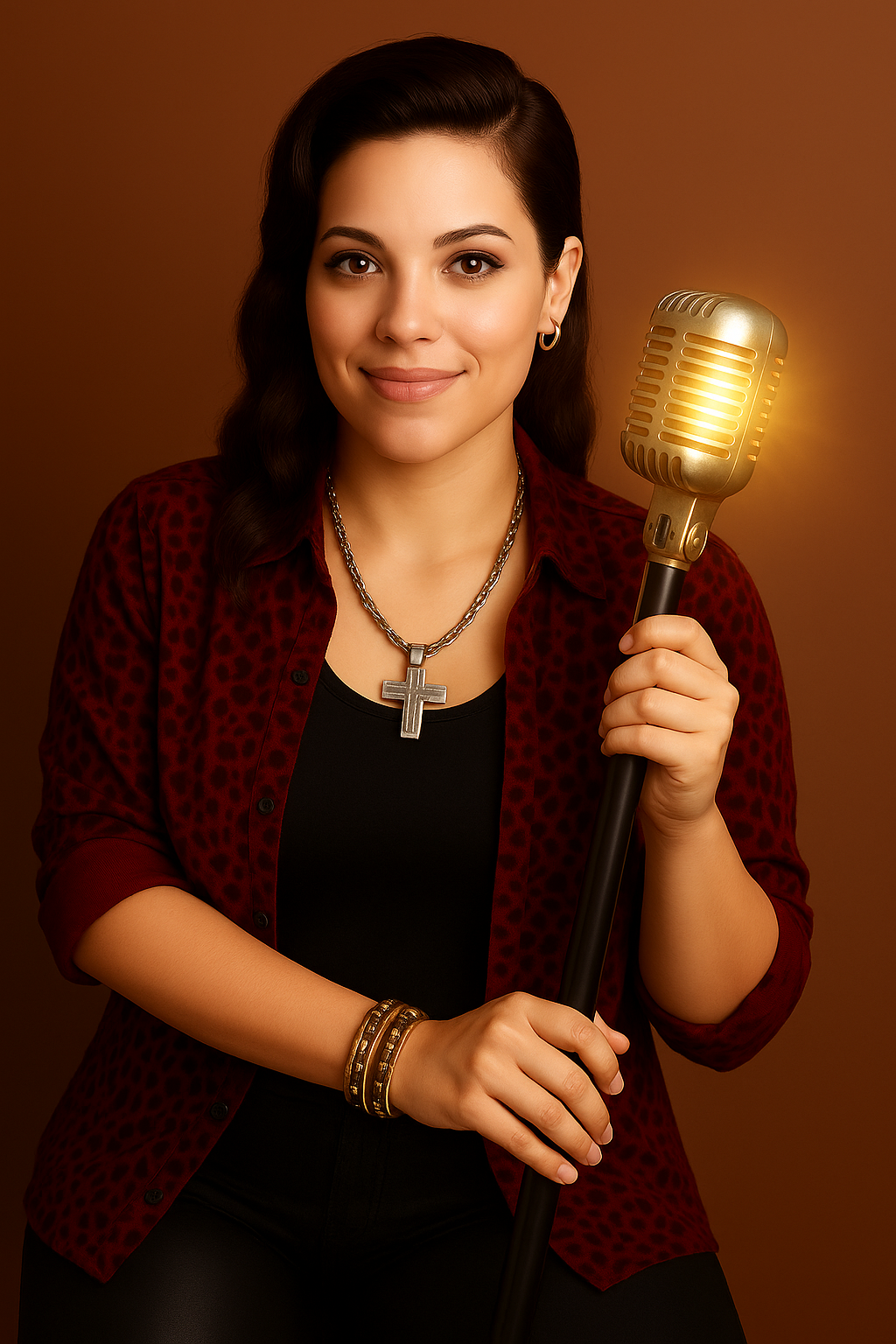 A version of this exact picture but change the cross to silver and give the microphone a glow.