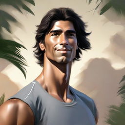 This is a high-quality digital art portrait of an athletic man named Javier