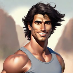 This is a high-quality digital art portrait of an athletic man named Javier