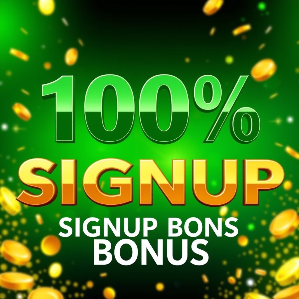 A visually captivating graphic to promote a '100% Signup Bonus' offer