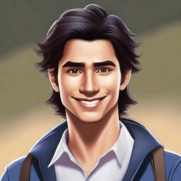 This is a revised high-quality digital art portrait of Javier, now depicted as a college student