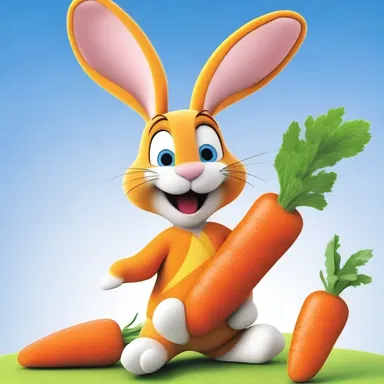 In the animated world of colorful characters, the mischievous rabbit claimed a morgen of carrots as his own.