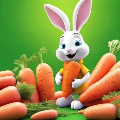In the animated world of colorful characters, the mischievous rabbit claimed a morgen of carrots as his own.