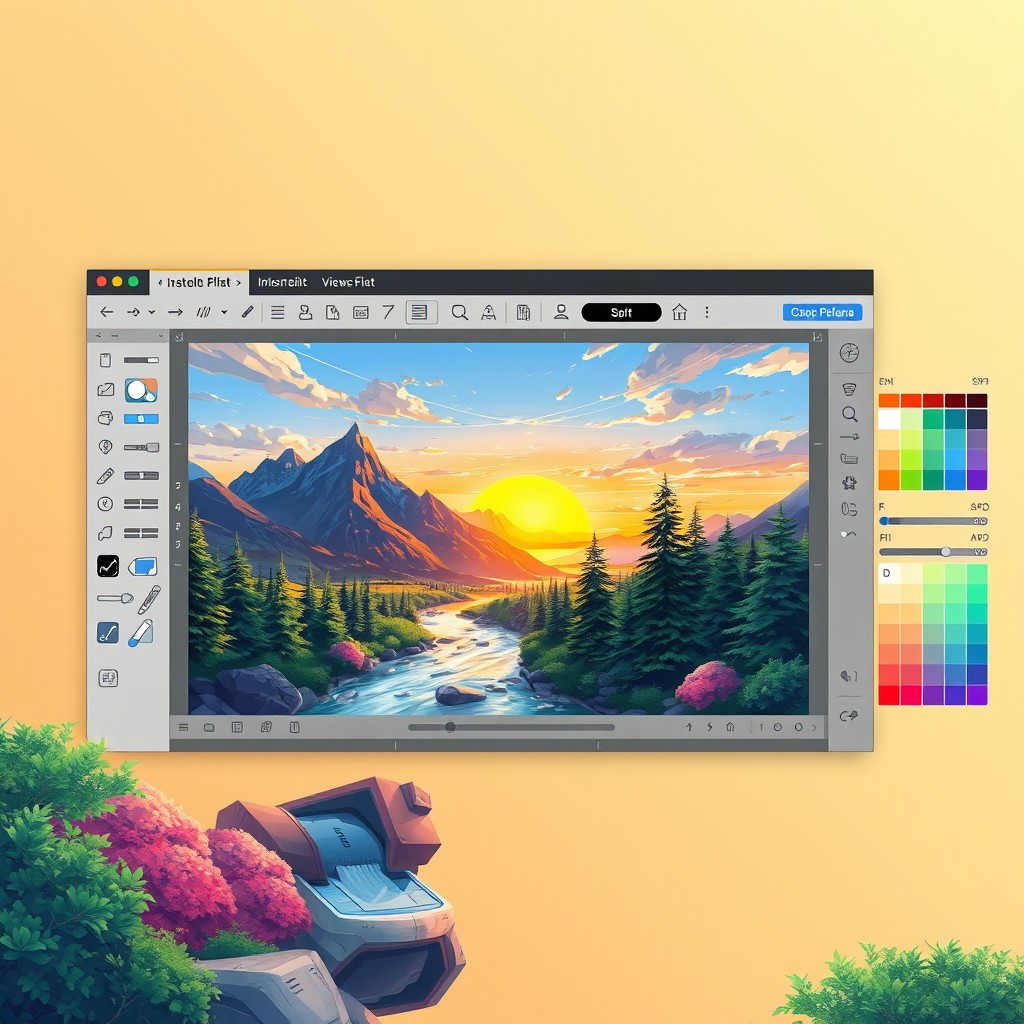 Stunning Digital Illustration of Modern Image Editing Software Interface