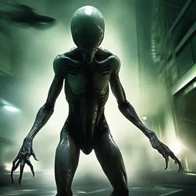 In the science fiction novel, the alien creature used its frightening appearance to intimidate the human characters.