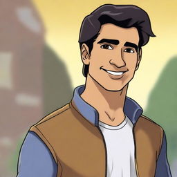 This is a high-quality comic-styled digital art portrait of Javier, depicted as a college student