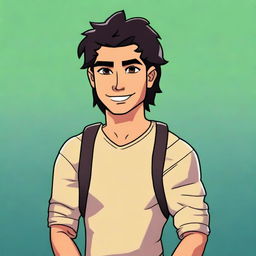 This is a revised high-quality comic-styled digital art portrait of Javier, now depicted with an added touch of cuteness