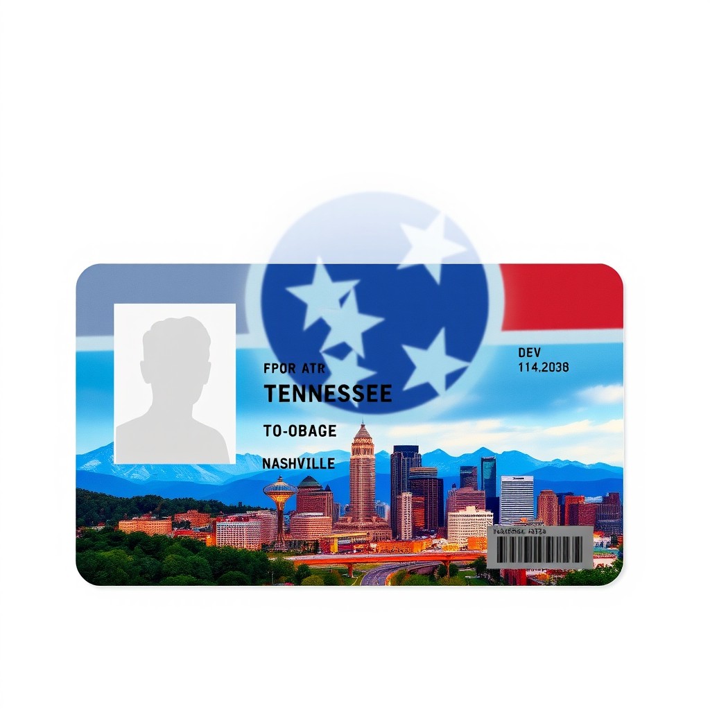 A beautifully designed and highly detailed Tennessee state identification card