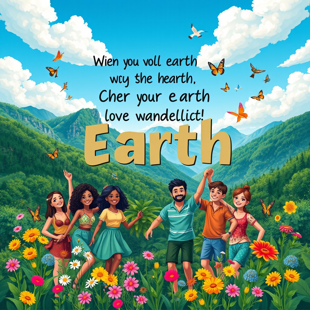 A vibrant and captivating poster design that illustrates the beauty of our planet Earth
