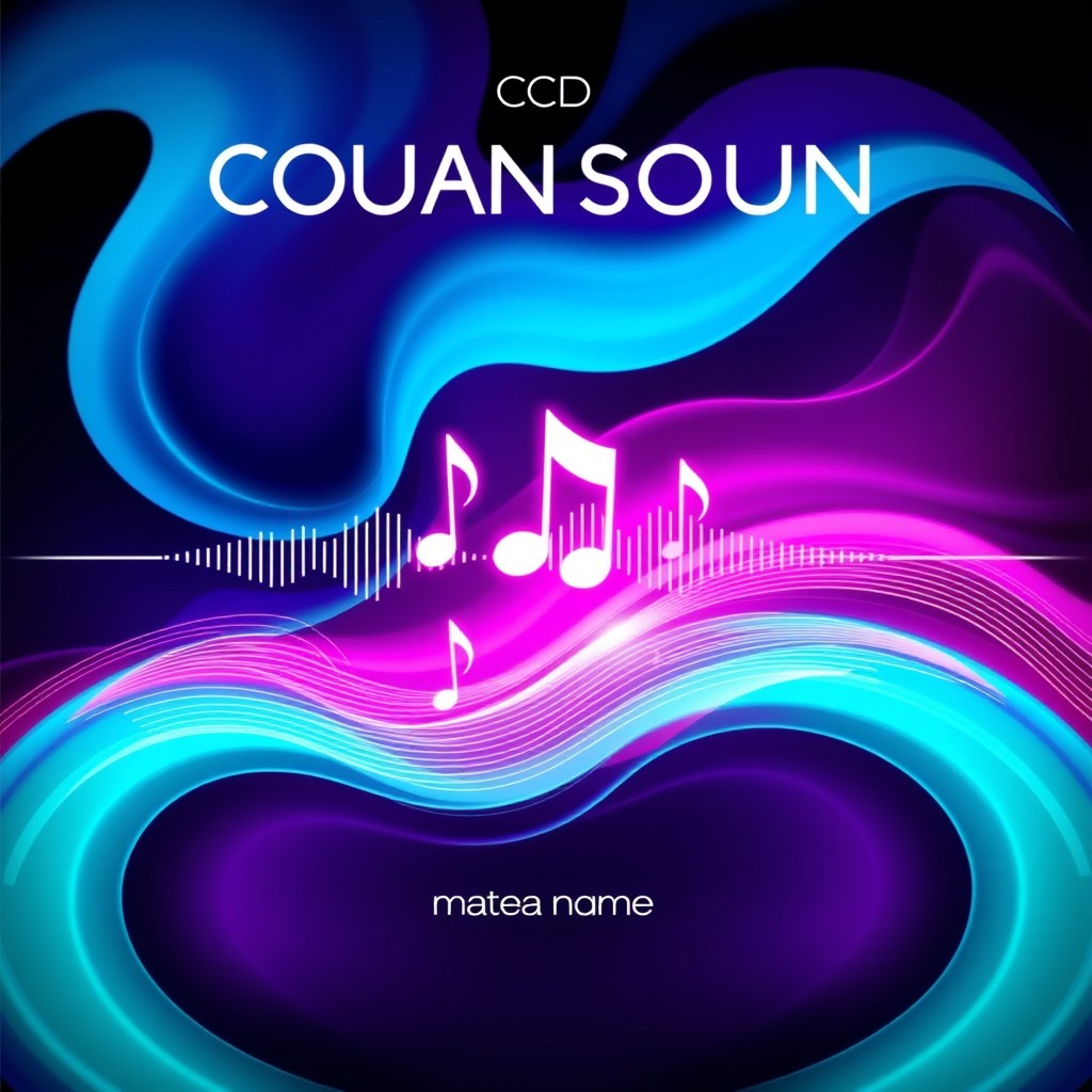 A visually striking album cover for a CD, featuring a futuristic yet elegant design that conveys a sense of digital sound and musical innovation