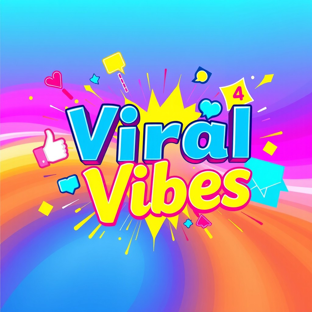 A creative and eye-catching digital illustration for a Facebook page named "Viral Vibes"