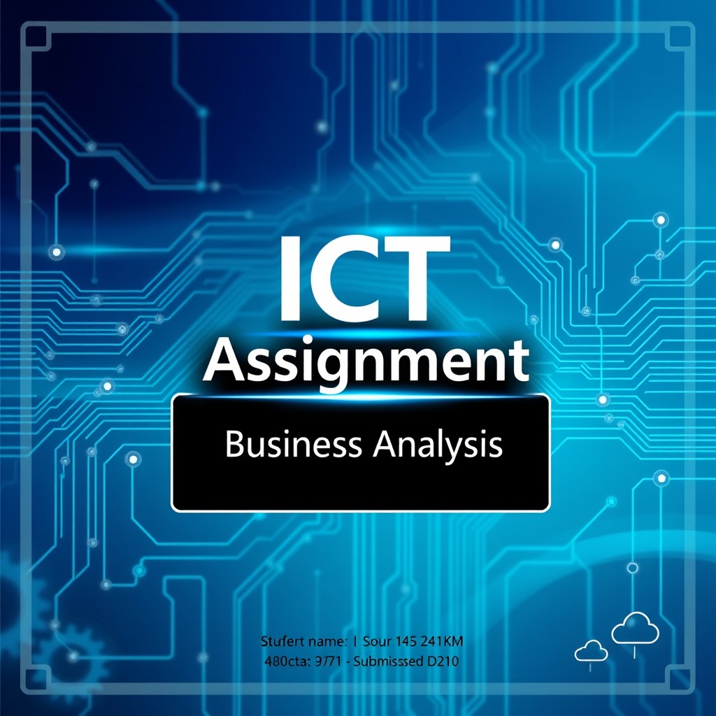 An advanced and visually striking cover page design for an ICT assignment, emphasizing creativity and innovation