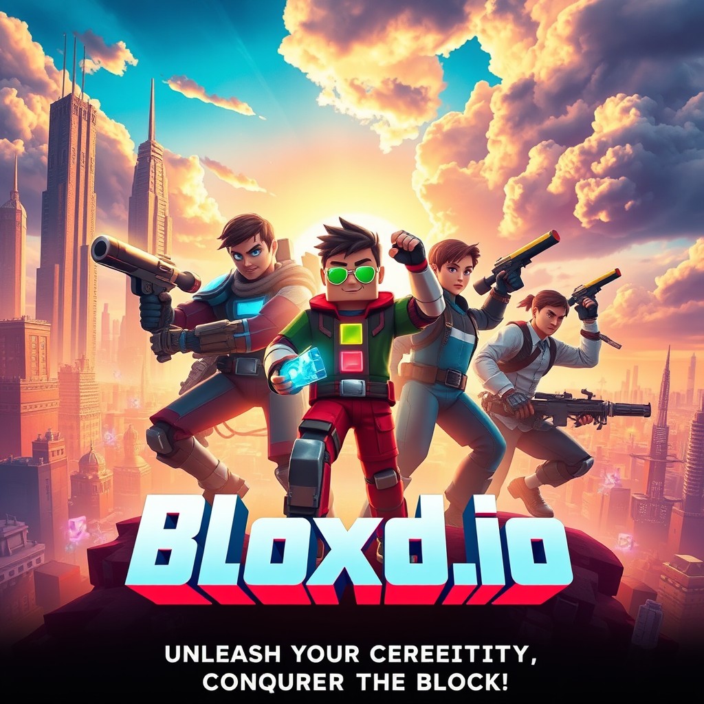 A dynamic movie poster for a fictional action-adventure film titled 'Bloxd