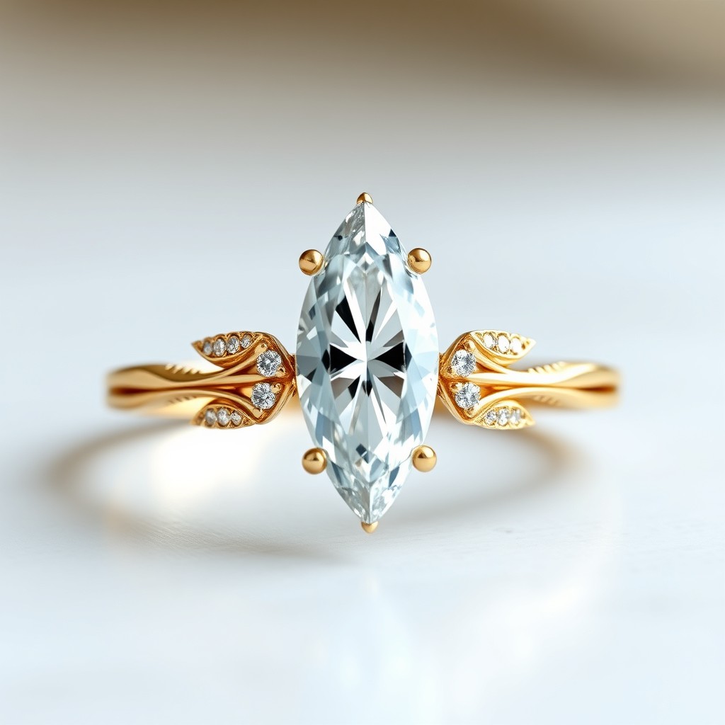 An elegant vintage engagement ring featuring a stunning marquise cut diamond (2