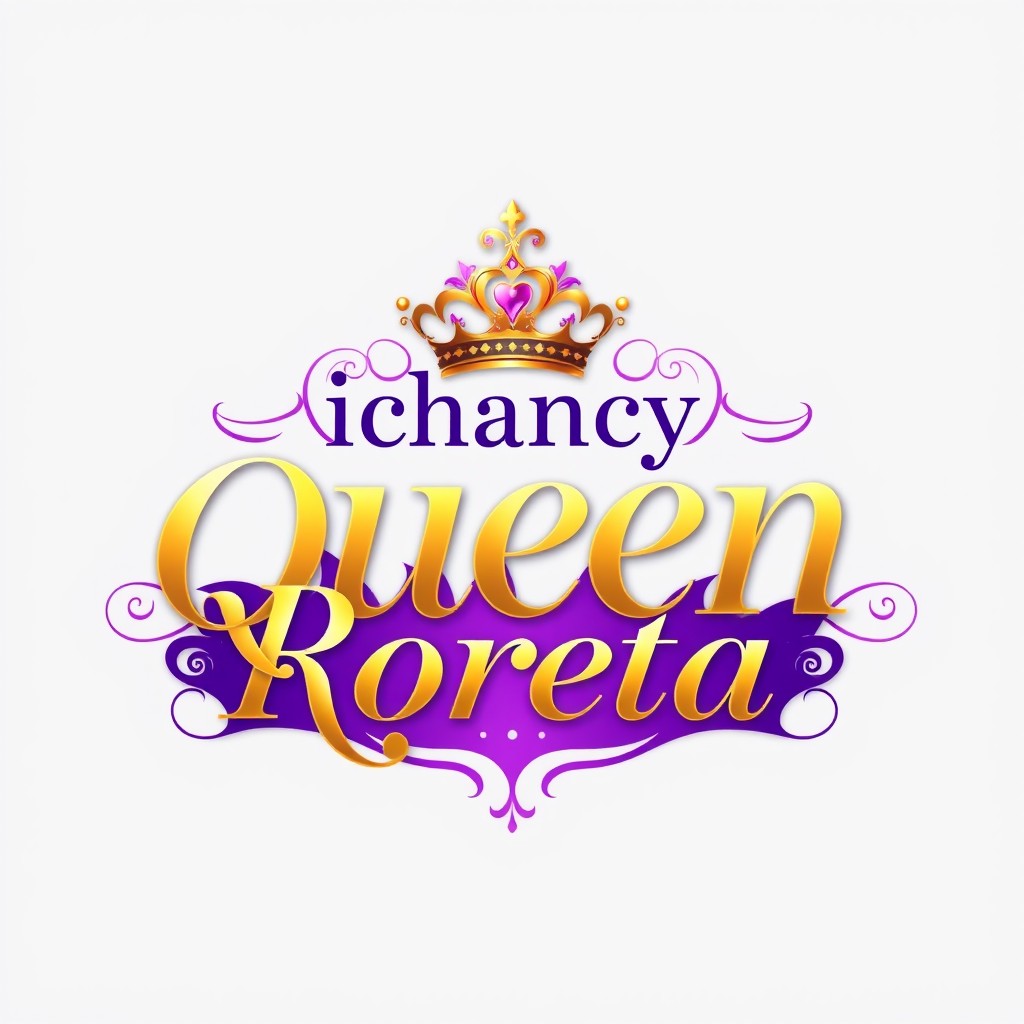 A beautifully designed logo featuring the words 'ichancy Queen Roreta' in elegant, decorative typography