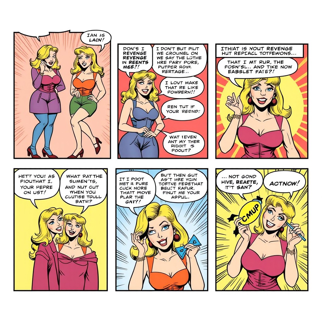 A comic book page layout featuring 6 panels in 3 tiers