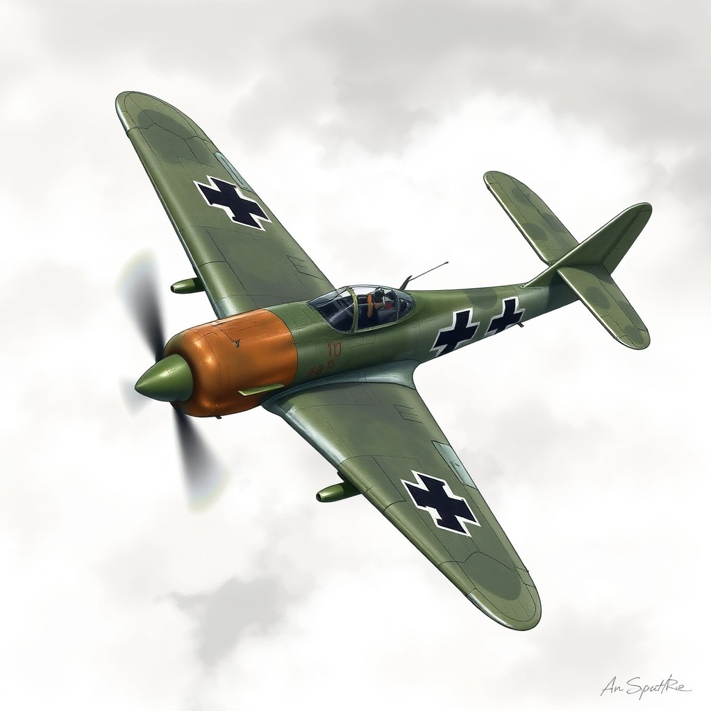 A sketch of a World War II fighter plane, designed to resemble aircraft from Germany and the Soviet Union