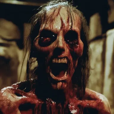 The horror movie relied on crude special effects to create gruesome and terrifying scenes.