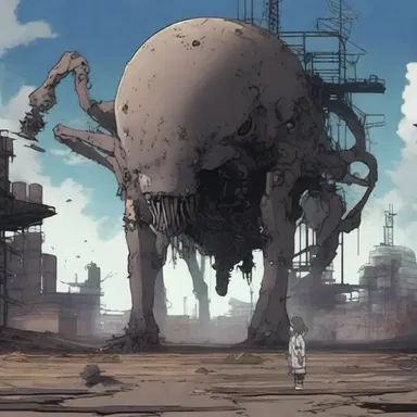 In the post-apocalyptic world of the anime series, the protagonist discovers a mysterious creature that feeds on crude oil and becomes a threat to humanity.