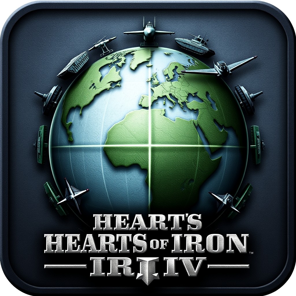 A high-quality, detailed icon representing the game 'Hearts of Iron IV' (HOI4)