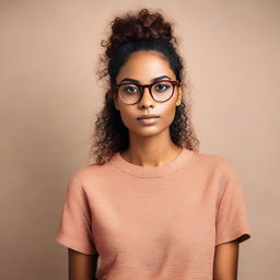 A portrait of a brown-skinned girl wearing stylish eyeglasses.