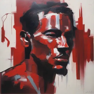 The artist used crude strokes to create a raw and powerful painting.