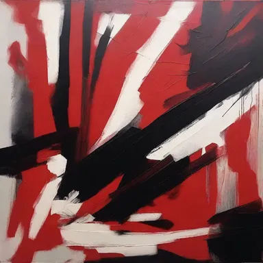 The artist used crude strokes to create a raw and powerful painting.