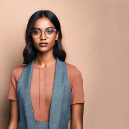 A portrait of a brown-skinned girl wearing stylish eyeglasses.