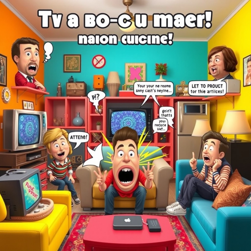 A vibrant and engaging parody advertisement for a fictional product, featuring various humorous scenarios showcasing the absurdity of the product's use