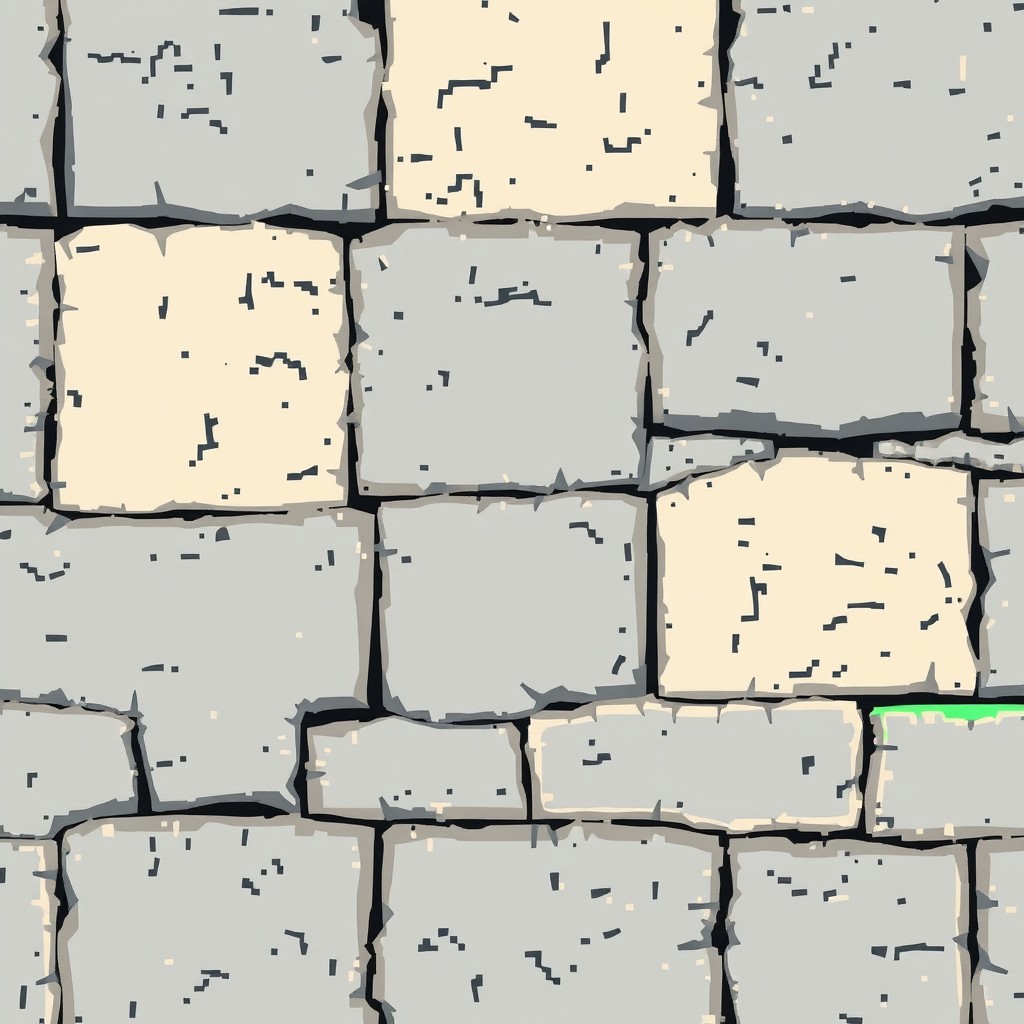 A close-up view of a wall texture in pixel art style, featuring a mix of gray and beige tones