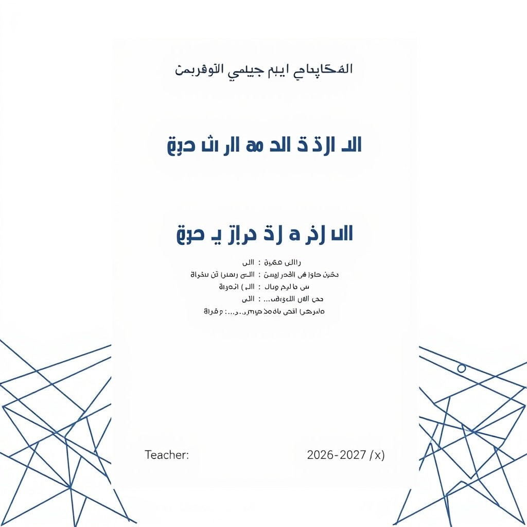 A cover page design for an academic notebook, oriented vertically