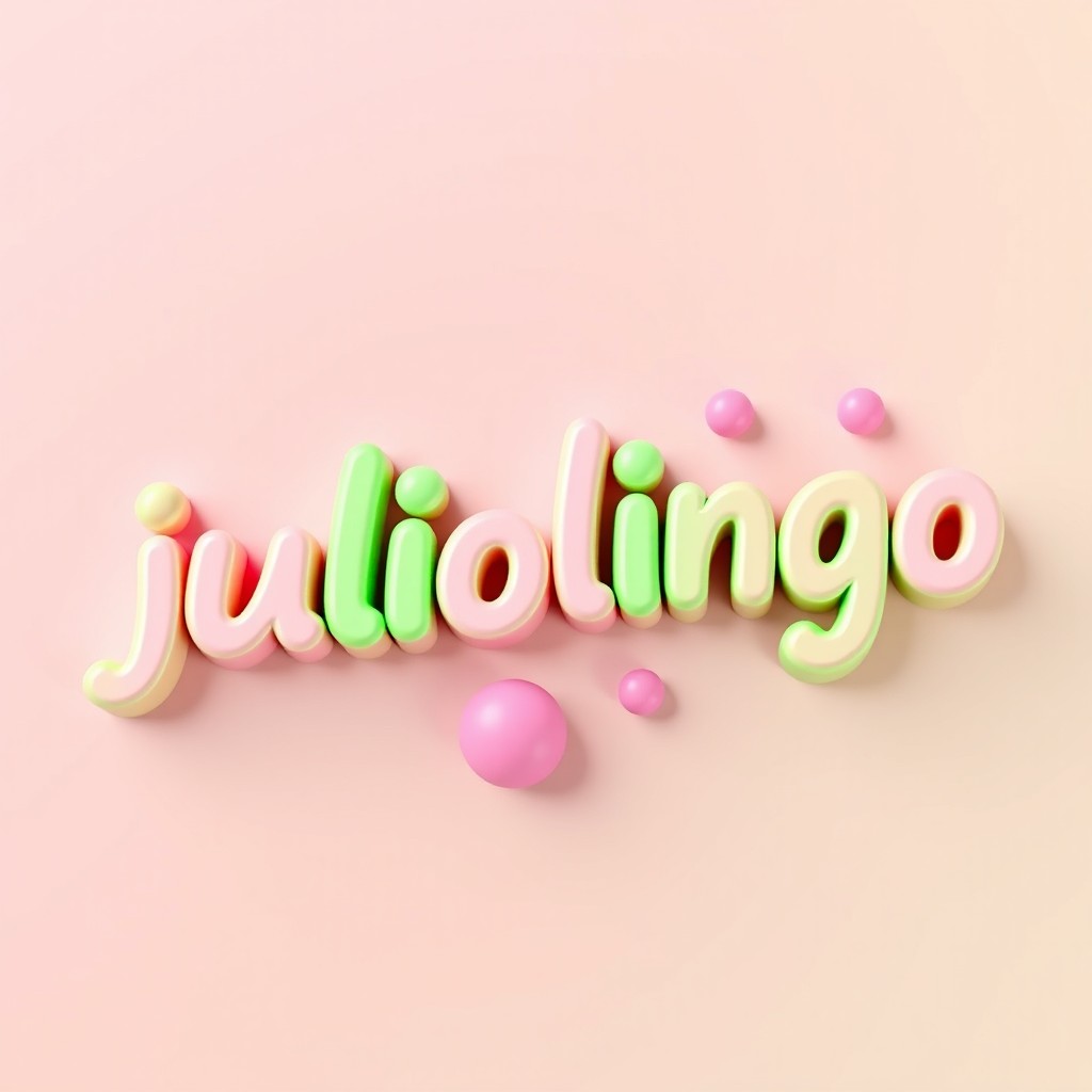A vibrant 3D graphic featuring the text "juliolingo" in a playful and bold font