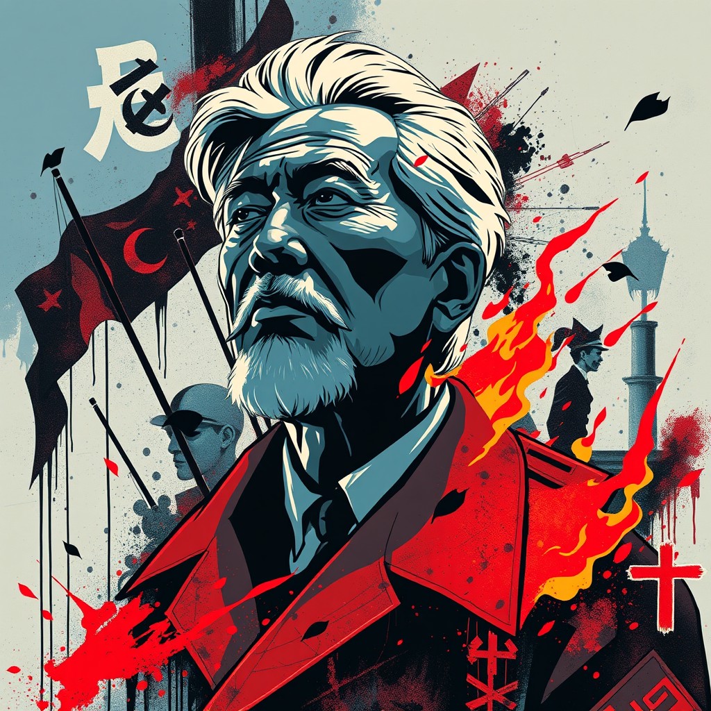 A conceptual representation of a popular figure from history, depicted in a stylized artistic manner