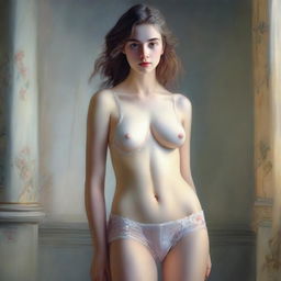 An image showcasing a tastefully depicted girl, her modesty preserved by a pair of panties