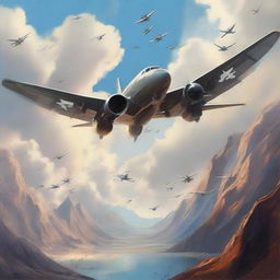 A detailed painting showcasing the beautiful concept of flight with impressive visual elements