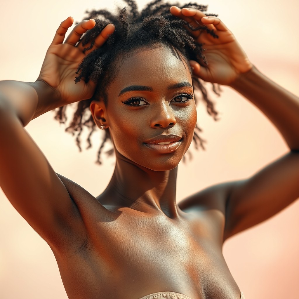 A captivating portrait of a confident individual embracing their natural beauty, standing gracefully in an artistic pose