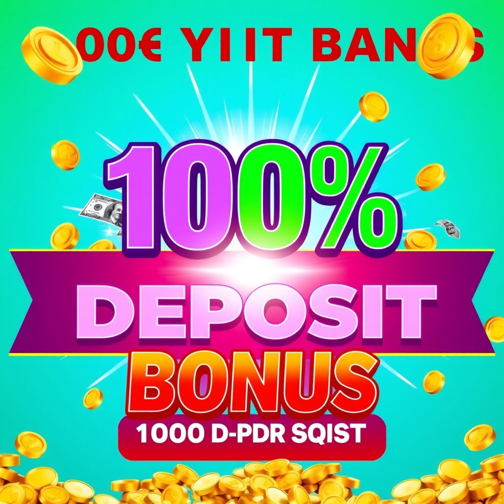 A visually striking promotional banner showcasing a 100% deposit bonus offer
