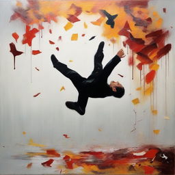 A painting portraying the concept of falling