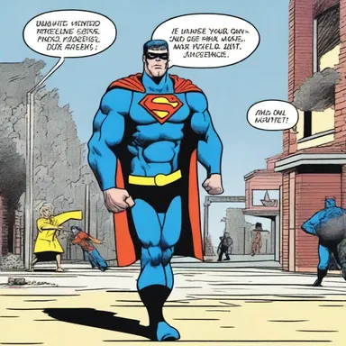 In the comic strip, the superhero had to make the difficult choice to waive his own safety in order to protect innocent civilians.
